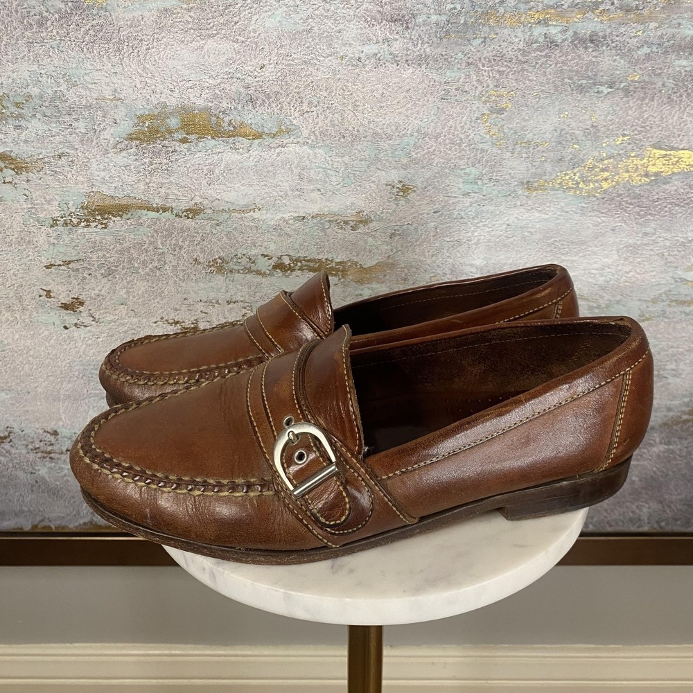 Cole Haan Country Shoes Mens Size 9.5 M Brown Leather Monk Strap Loafers Dress